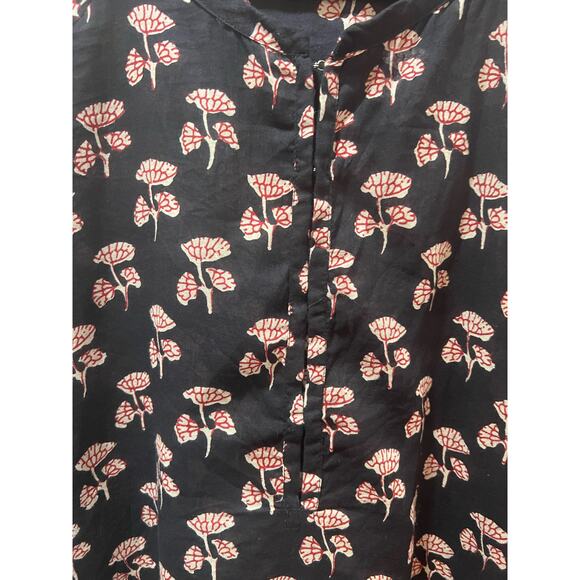 Women’s Anthropologie Natura Boho Cotton Tunic Blouse Black Print XL - Picture 5 of 7